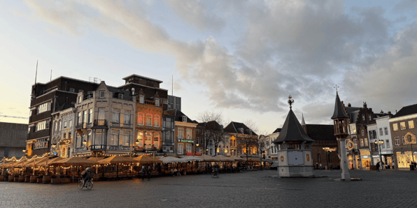 Markt of Den Bosch at sunset
