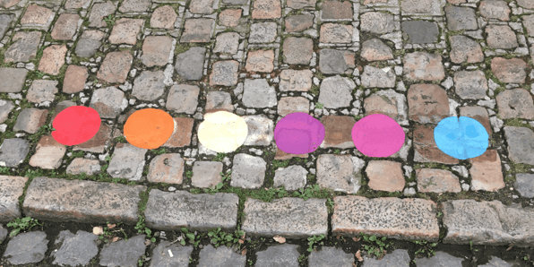 colour dots on the street in France